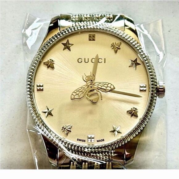 Gucci G-Timeless YA1264153 Silver Bee Motif 36mm Unisex Watch NEW With Box main image 10